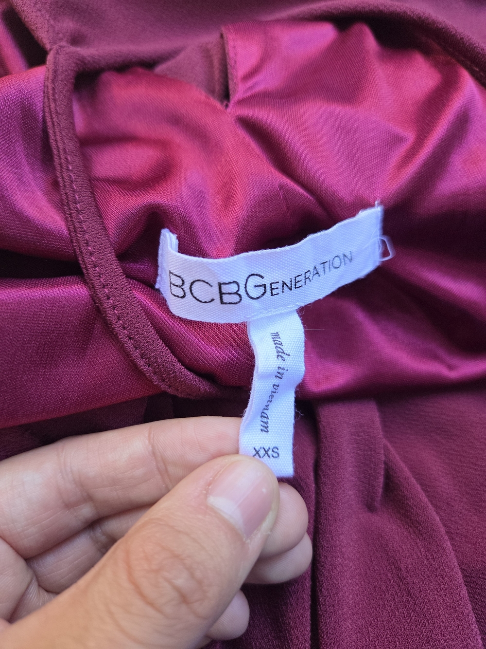 BCBGeneration Spaghetti Strap Burgundy Autumn Strapless-Look Dress - Picture 5 of 5